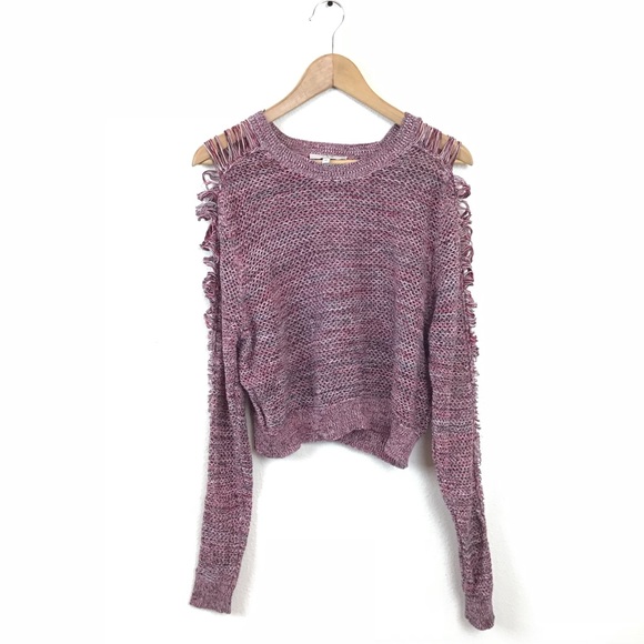 IRO Sweaters - IRO Sweater Crop Pullover Distressed Knit Red M